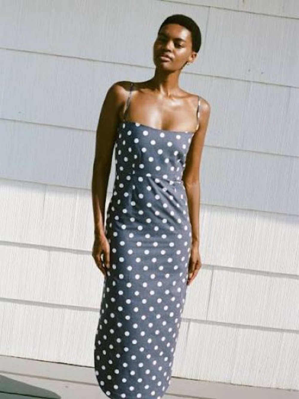 Coco Shop Polka Dot Navy Slip Midi Dress - Women's Sleeveless Dress